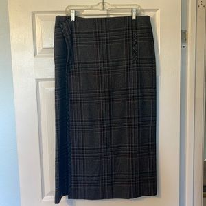 Gray Plaid Wrap Skirt
